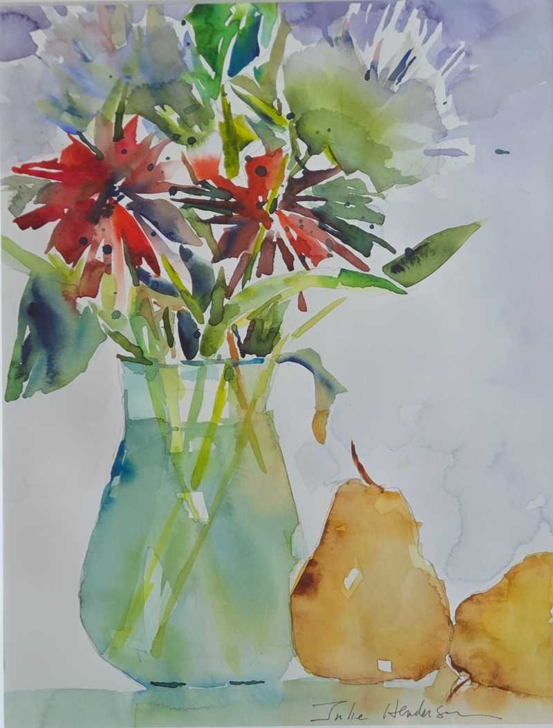 Flowers with Pears by Julie Henderson