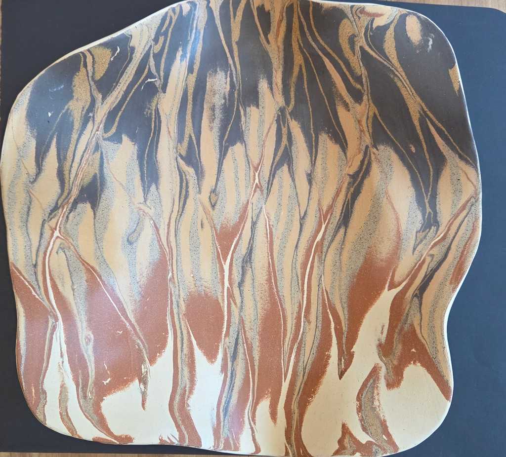 Tan, Black & Red Wavy Bowl