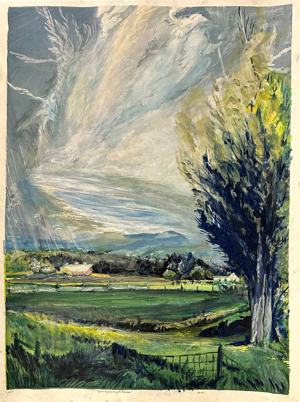 Storm Approaching Mt. Abraham, W/P. painting and print