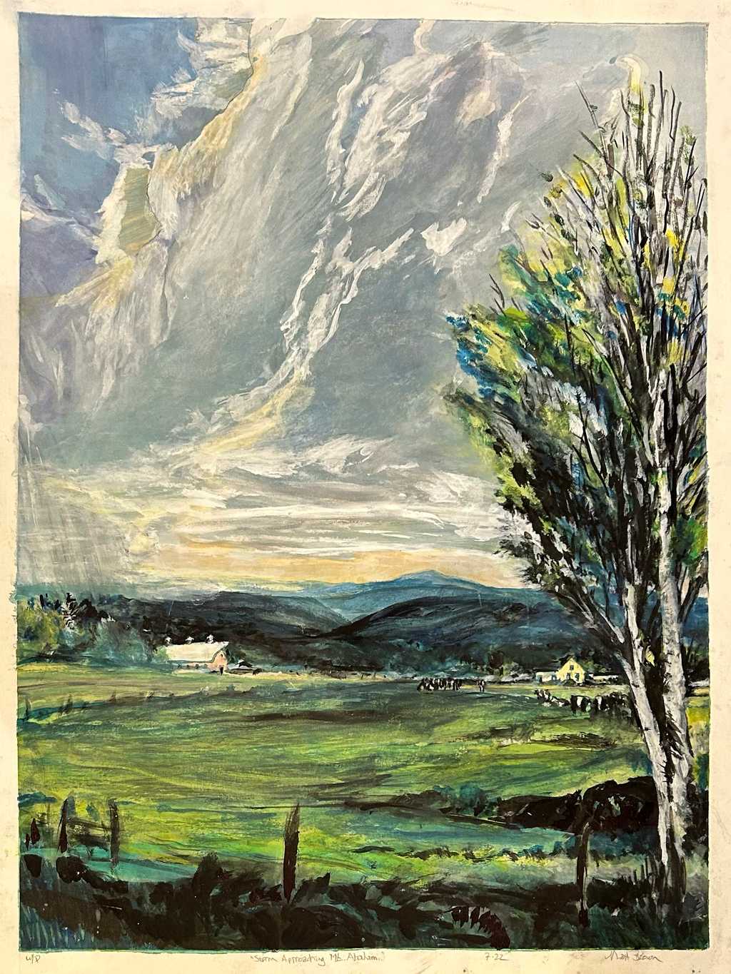Storm Approaching Mt. Abraham, W/P. painting and print