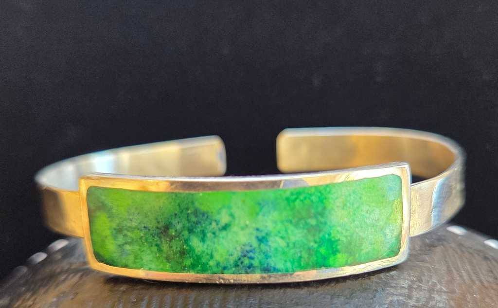 Silver & Green Enamel Bracelet