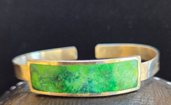 Silver & Green Enamel Bracelet