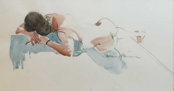 Model on Blue