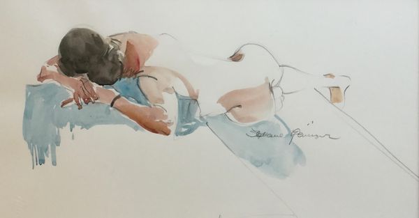 Model on Blue