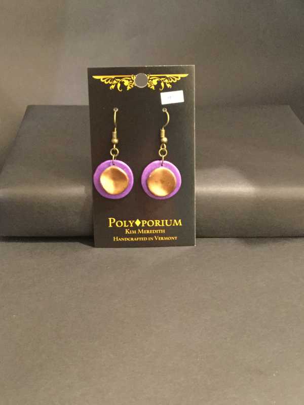 Purple & Bronze Double Circle Earrings