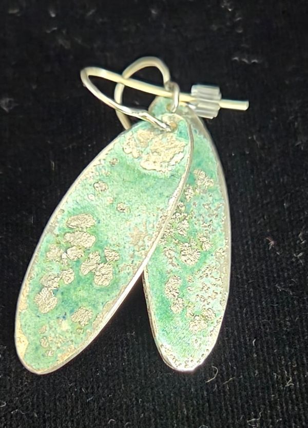 Long Green Oval Earrings