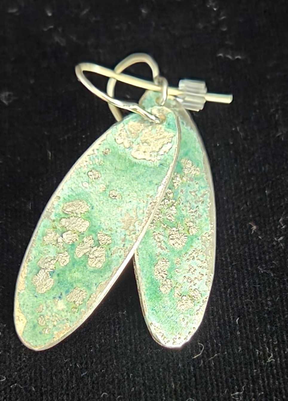 Long Green Oval Earrings