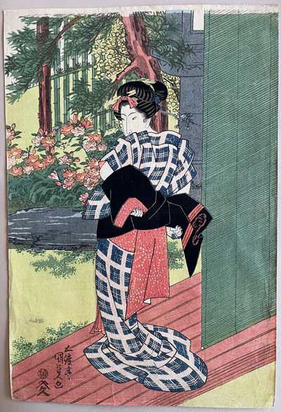 Niwa Sakuken (The garden bathtub) by Kunisada