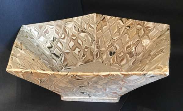 Stoneware Tan Base 5 Sided Bowl - 11.5"