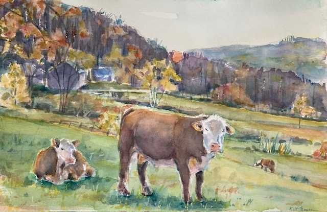 Cows on Allen Hill, East Barnard, Vt by Kit Farnsworth