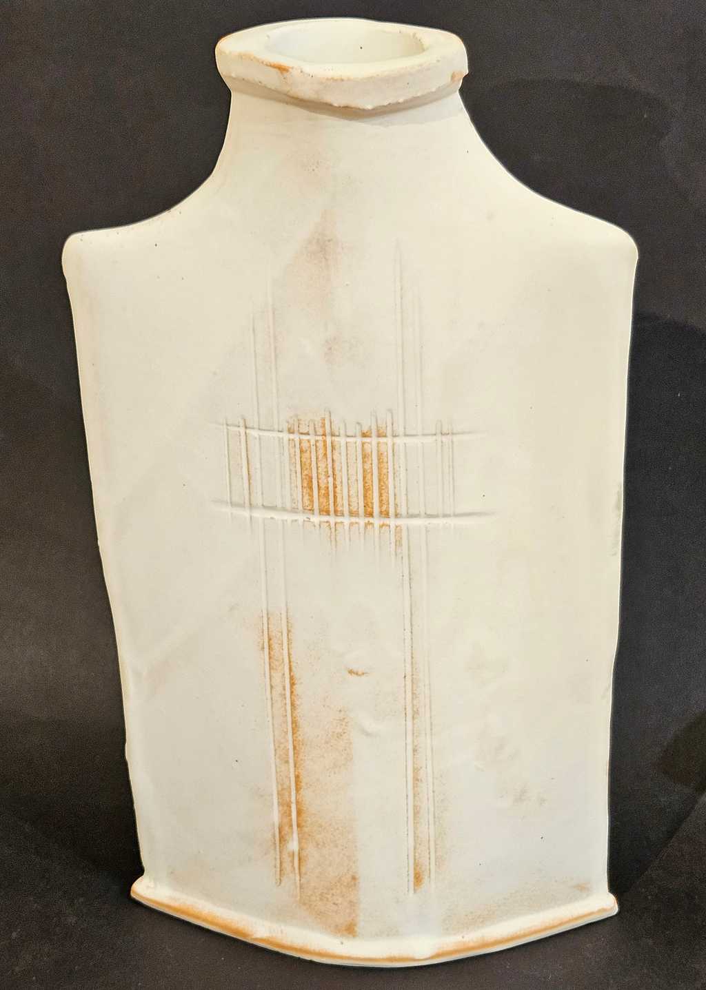 Antique White Flattened Vessel