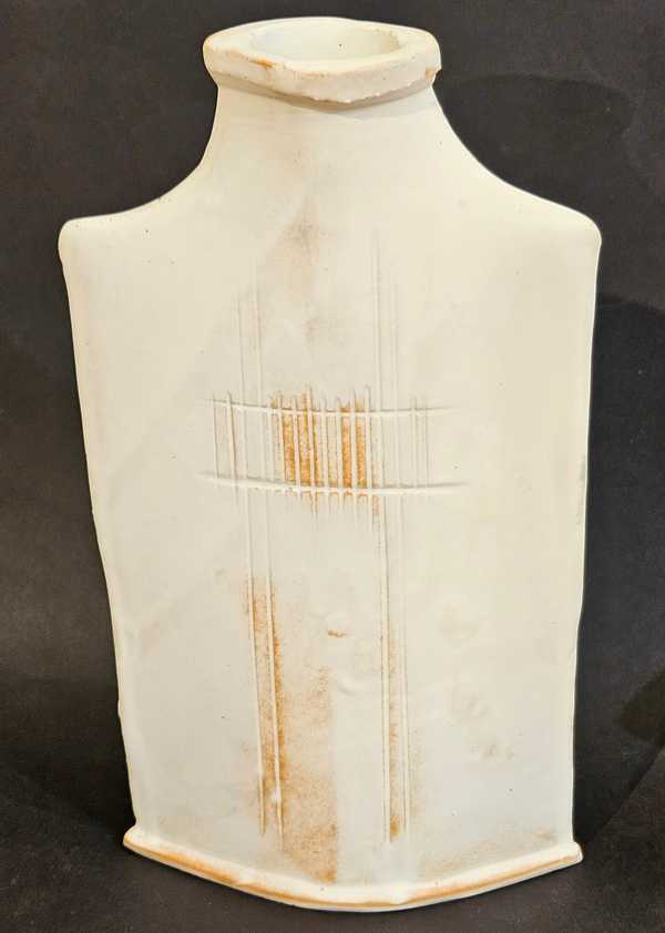 Antique White Flattened Vessel