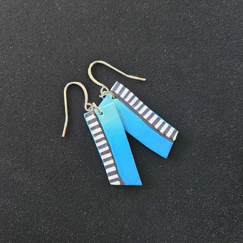 Blue Piano Key Earrings