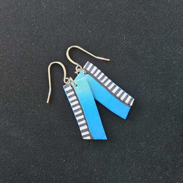 Blue Piano Key Earrings