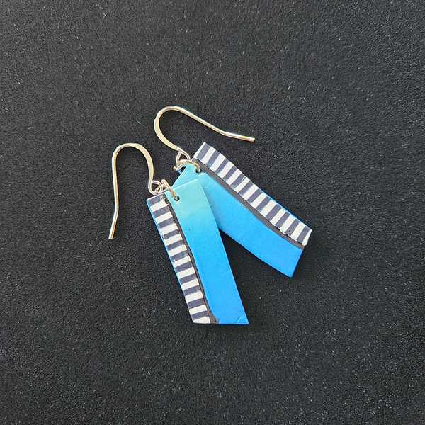 Blue Piano Key Earrings