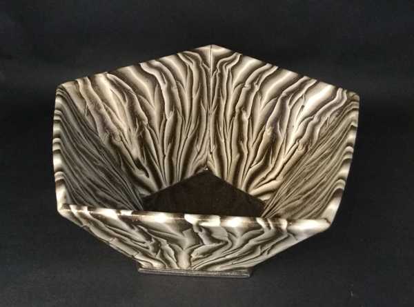 Black & White Stoneware 5 Sided Bowl