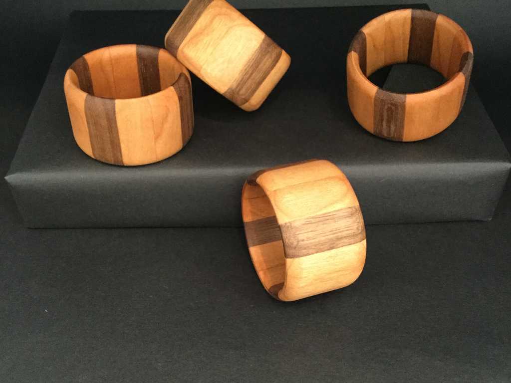 Four Walnut and Cherry Napkin Rings