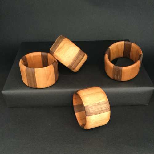 Four Walnut and Cherry Napkin Rings