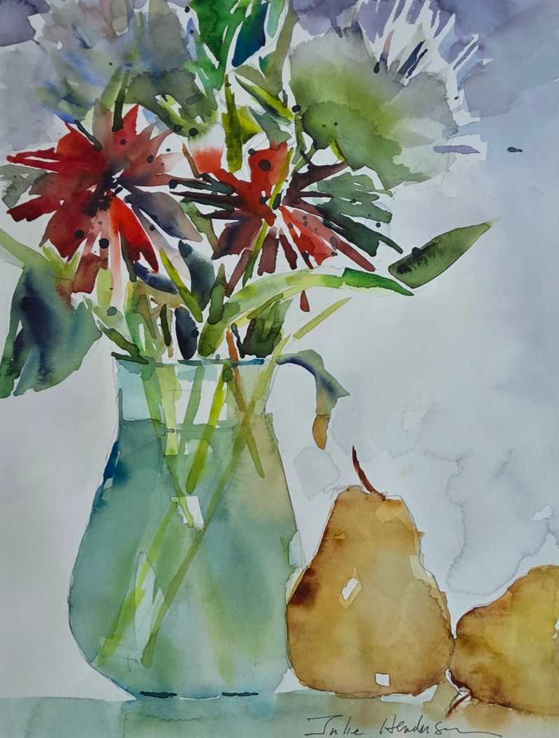 Flowers with Pears by Julie Henderson