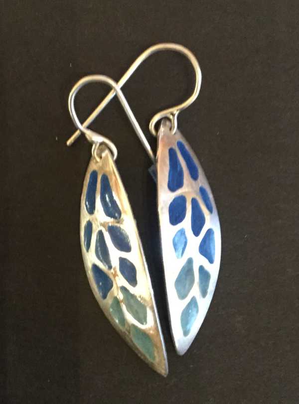 Blue Leaf Earrings
