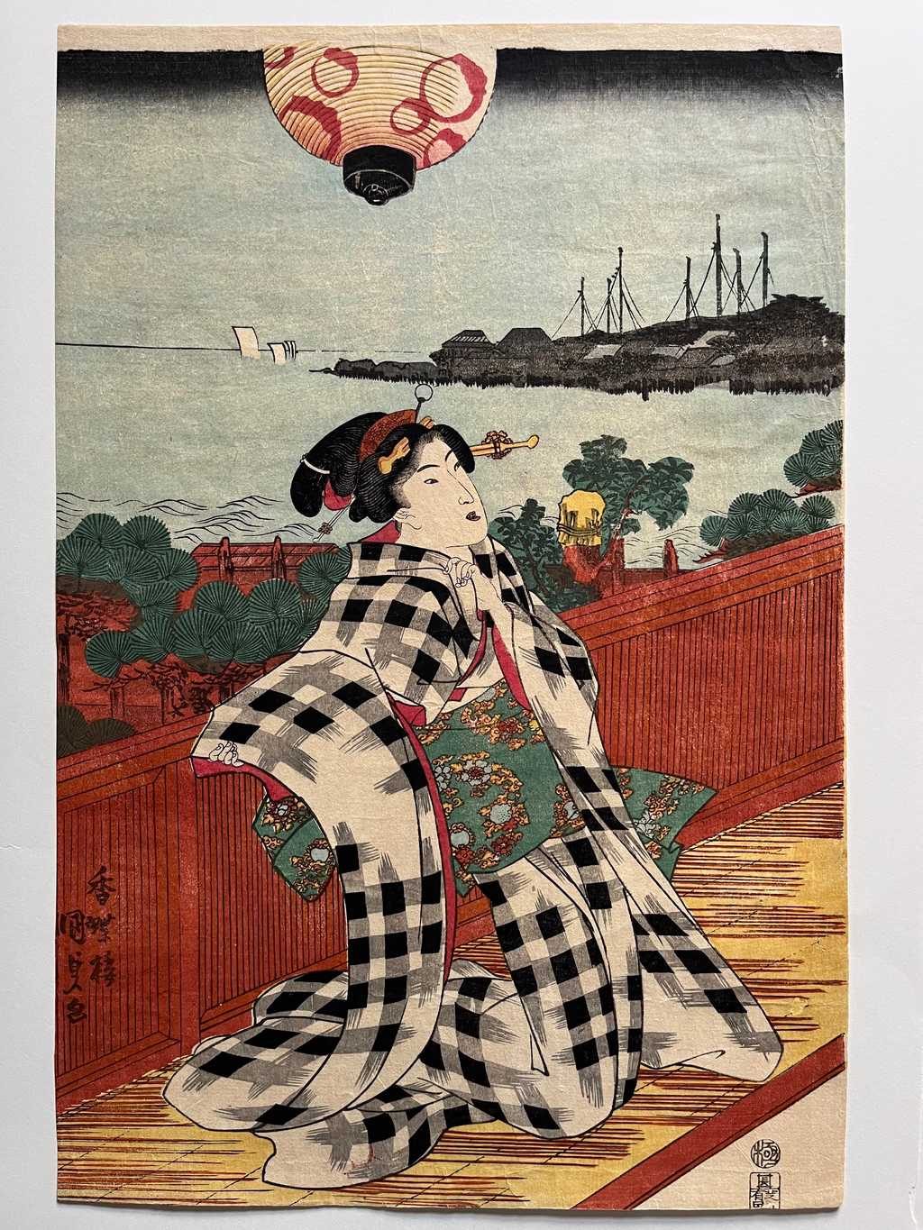 Left panel of "Sun, Moon, and Stars" by Kunisada