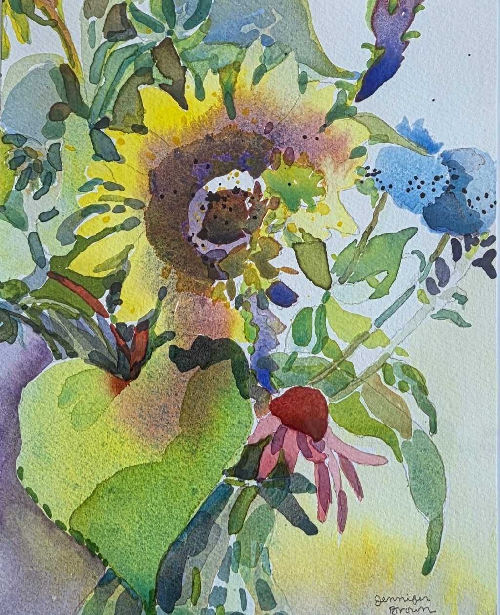 Sunflower and Echinacea by Jennifer Brown